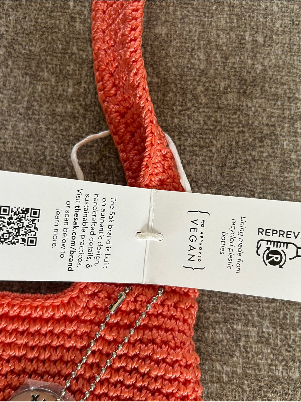 NWT The Sak Coral Apricot Crochet All that Crossbody Bag style 109059 zippered - Picture 5 of 10